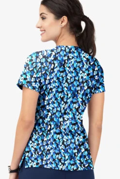 Easy Stretch By Butter-Soft Mystical Animal Onyx Women's 4-Pocket Lace Up V-Neck Printed Scrub Top -Cherokee Shop TS222MYBL 3