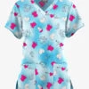 Butter-Soft Originals Healing Hearts Morning Dew Women's 4-Pocket Rounded V-Neck Printed Scrub Top