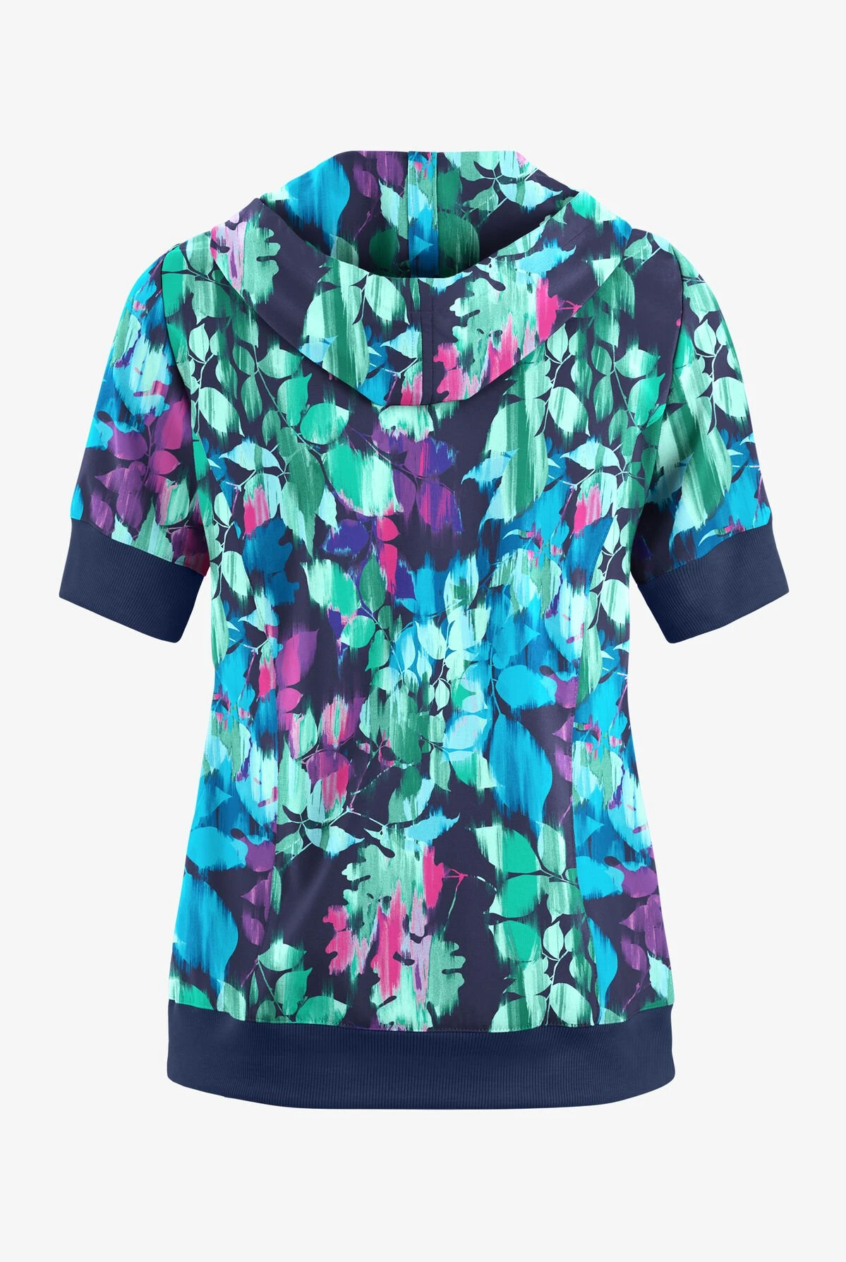 Easy STRETCH By Butter-Soft™ Magical Garden Women's 3-Pocket Short Sleeve Pull-Over Scrub Hoodie 2 Easy STRETCH By Butter-Soft™ Magical Garden Women's 3-Pocket Short Sleeve Pull-Over Scrub Hoodie - Image 2