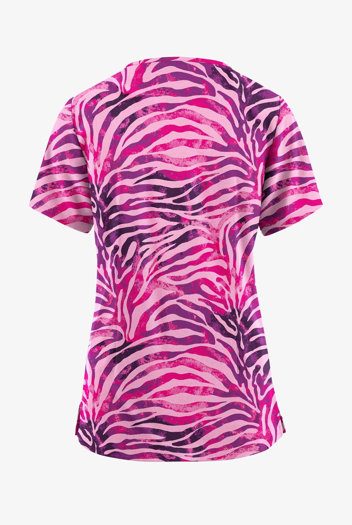 Easy STRETCH By Butter-Soft™ Exotic Zebra Flirt Women's 4-Pocket Zip Curved Neck Printed Scrub Top 2 Easy STRETCH By Butter-Soft™ Exotic Zebra Flirt Women's 4-Pocket Zip Curved Neck Printed Scrub Top - Image 2