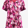 Easy Stretch By Butter-Soft Love Garden Onyx Women's 4-Pocket Zip Curved Neck Printed Scrub Top
