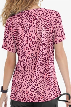 UA Butter-Soft STRETCH Summer Animal Wine Women’s 4-Pocket Notch-Neck Printed Scrub Top -Cherokee Shop TS4244SAWN 3
