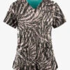 Easy Stretch By Butter-Soft Spirit Animal Onyx Women's 2-Pocket Mitered V-Neck Printed Scrub Top
