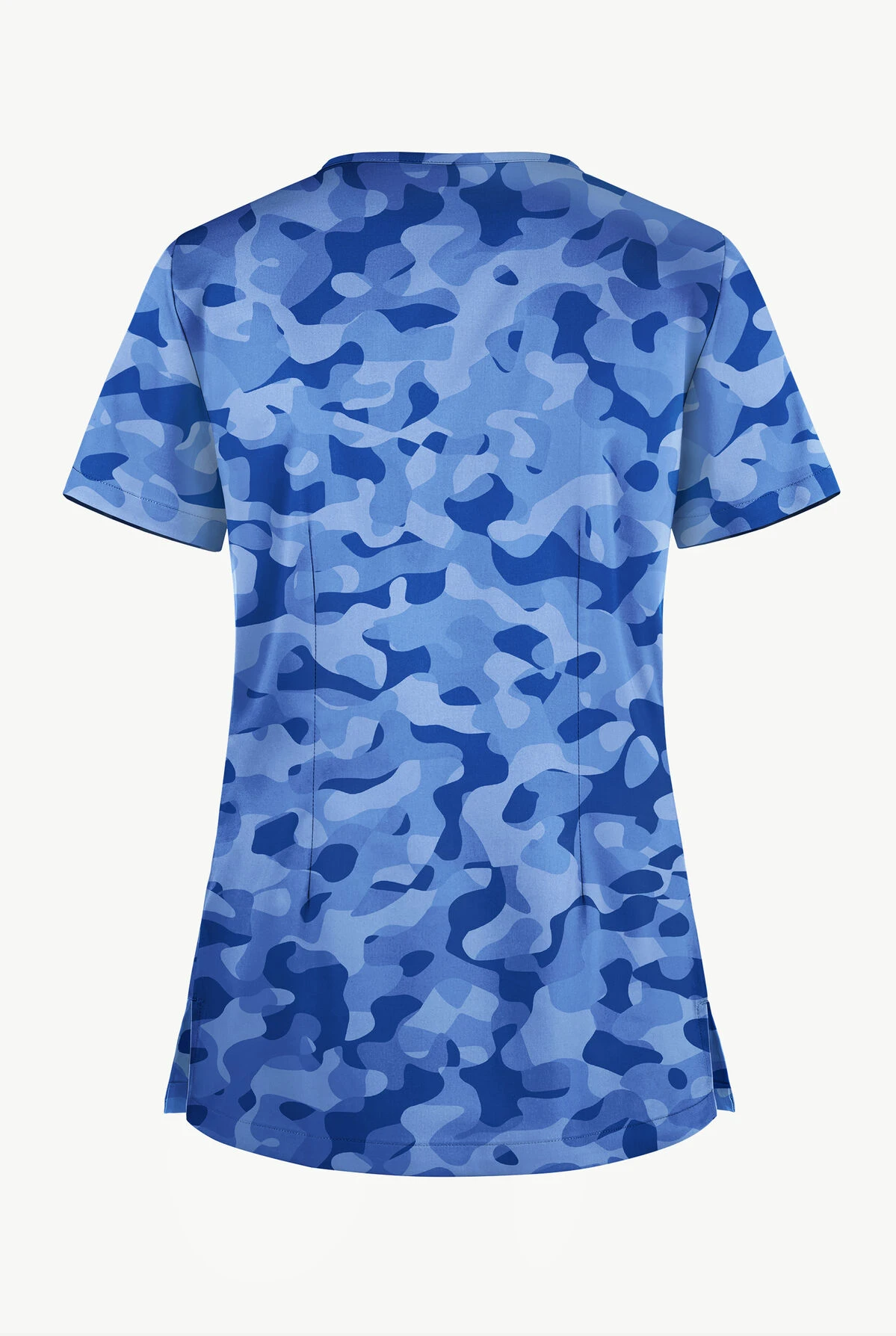 UA Butter-Soft STRETCH Camo Puzzle Royal Women's 1-Pocket V-Neck Print Scrub Top 2 UA Butter-Soft STRETCH Camo Puzzle Royal Women's 1-Pocket V-Neck Print Scrub Top - Image 2