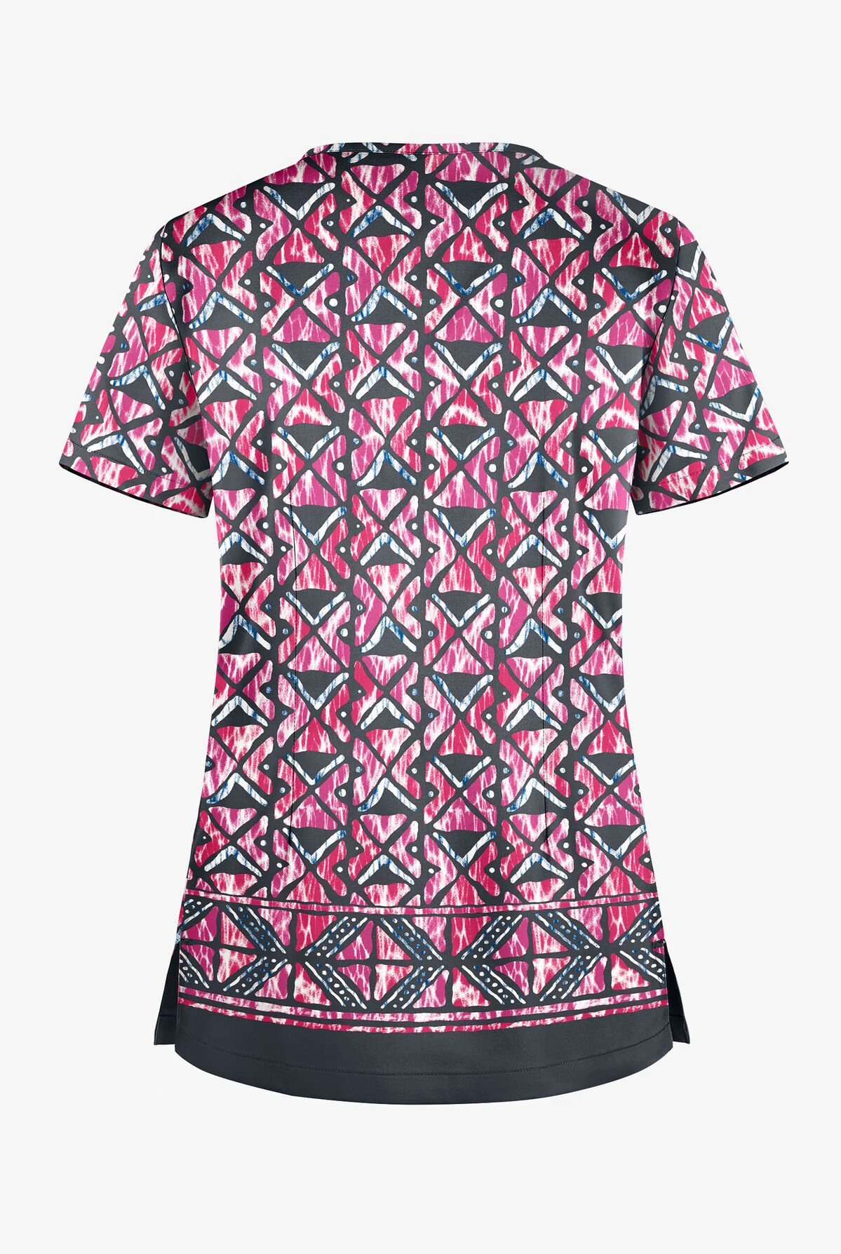 UA Butter-Soft STRETCH Day Dance Pewter Women's 1-Pocket V-Neck Print Scrub Top 2 UA Butter-Soft STRETCH Day Dance Pewter Women's 1-Pocket V-Neck Print Scrub Top - Image 2