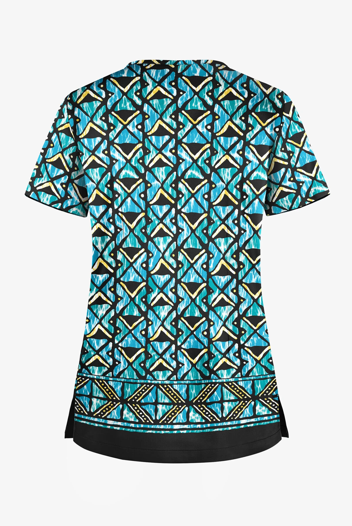 UA Butter-Soft STRETCH Day Dance Black Printed Women's 1-Pocket V-Neck Scrub Top 2 UA Butter-Soft STRETCH Day Dance Black Printed Women's 1-Pocket V-Neck Scrub Top - Image 2