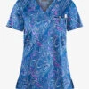 Butter-Soft Elegant Paisley Royal Women's 1-Pocket V-Neck Tuck-In Print Scrub Top