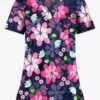 UA Butter-Soft STRETCH Fantasy Flora Navy Women's 1-Pocket V-Neck Tuck-In Printed Scrub Top