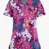 Butter-Soft Izmir Floral Berry Burst Women's 1-Pocket V-Neck Tuck-In Print Scrub Top