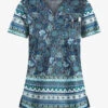 UA Butter-Soft STRETCH Jacobean Border Pewter Women's 1-Pocket V-Neck Tuck-In Print Scrub Top