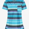 UA Butter-Soft STRETCH Reigning Stripes Turquoise Women's 1-Pocket V-Neck Print Scrub Top