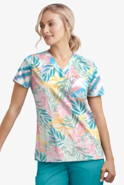 Butter-Soft STRETCH Tropical Mix & Belize Ikat Women's 1-Pocket V-Neck Tuck-In Mixed Print Scrub Top 5 Butter-Soft STRETCH Tropical Mix & Belize Ikat Women's 1-Pocket V-Neck Tuck-In Mixed Print Scrub Top -Cherokee Shop TS452TMWT 092123 3