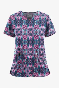 UA Butter-Soft STRETCH Cantik Ikat Women's 2-Pocket V-Neck Printed Scrub Top