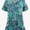 UA Butter-Soft STRETCH Mixed Medallion Navy Women's 2-Pocket V-Neck Print Scrub Top