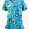 UA Butter-Soft STRETCH Odessa Floral Turquoise Women's 2-Pocket V-Neck Print Scrub Top