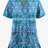 UA Butter-Soft STRETCH Romanian Ikat Dew Drop Women's 2-Pocket V-Neck Print Scrub Top