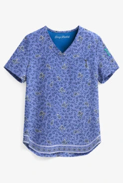 Easy STRETCH By Butter-Soft™ Chloe Ornamental Women's 2-Pocket Tuck-In Print Scrub Top