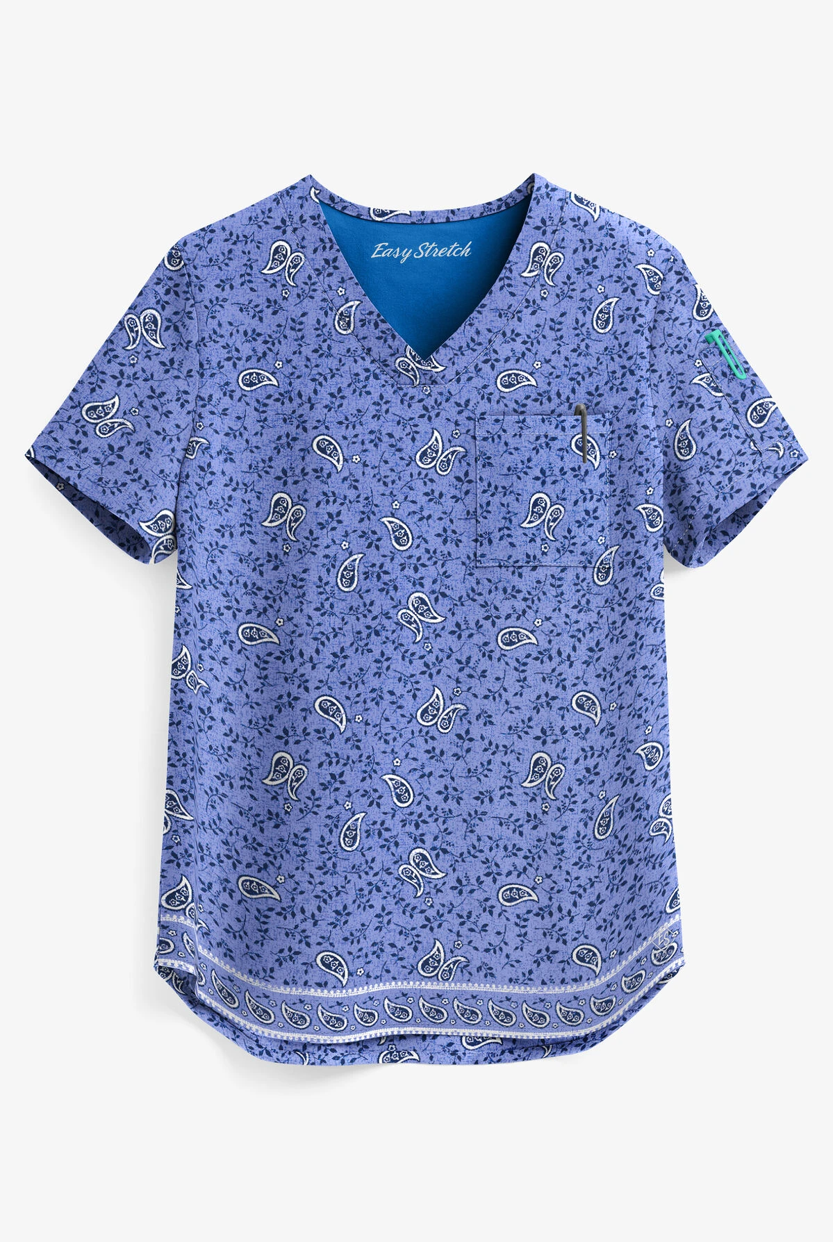 Easy STRETCH By Butter-Soft™ Chloe Ornamental Women's 2-Pocket Tuck-In Print Scrub Top 1 Easy STRETCH By Butter-Soft™ Chloe Ornamental Women's 2-Pocket Tuck-In Print Scrub Top