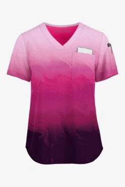 Easy STRETCH By Butter-Soft™ Calming Waves Women's 3-Pocket V-Neck Tuck-In Printed Scrub Top