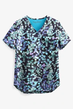 Easy STRETCH By Butter-Soft™ Floral Blossoms Chloe Women's 2-Pocket Tuck-In Print Scrub Top