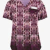 Easy STRETCH By Butter-Soft™ Gradient Ikat Eggplant Women's 1-Pocket Tuck-In Print Scrub Top
