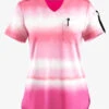 Easy Stretch By Butter-Soft Waterfall Stripe Women's 1-Pocket Scallop Neck Tuck-In Print Scrub Top