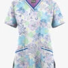 UA Butter-Soft STRETCH Floral Mirage Poolside View Women's 3-Pocket V-Neck With Trim Scrub Top