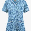 UA Butter-Soft STRETCH Summer Animal Royal Women's 3-Pocket V-Neck With Sport Trim Scrub Top