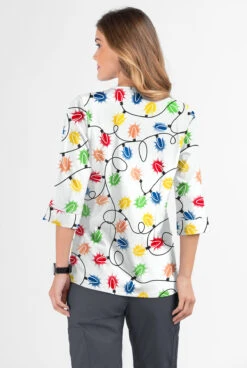 Butter-Soft Fairy Lights Women's 2-Pocket Round Neckline Print Scrub Top 5 Butter-Soft Fairy Lights Women's 2-Pocket Round Neckline Print Scrub Top -Cherokee Shop TS584FLWT 3