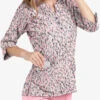 Butter-Soft Into The Wild Pearl Women's 4-Pocket 3/4th Sleeve Print Scrub Top