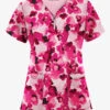 Easy STRETCH By Butter-Soft™ Watercolor Poppy Flirt Women's 4-Pocket Zipper Neck Print Scrub Top