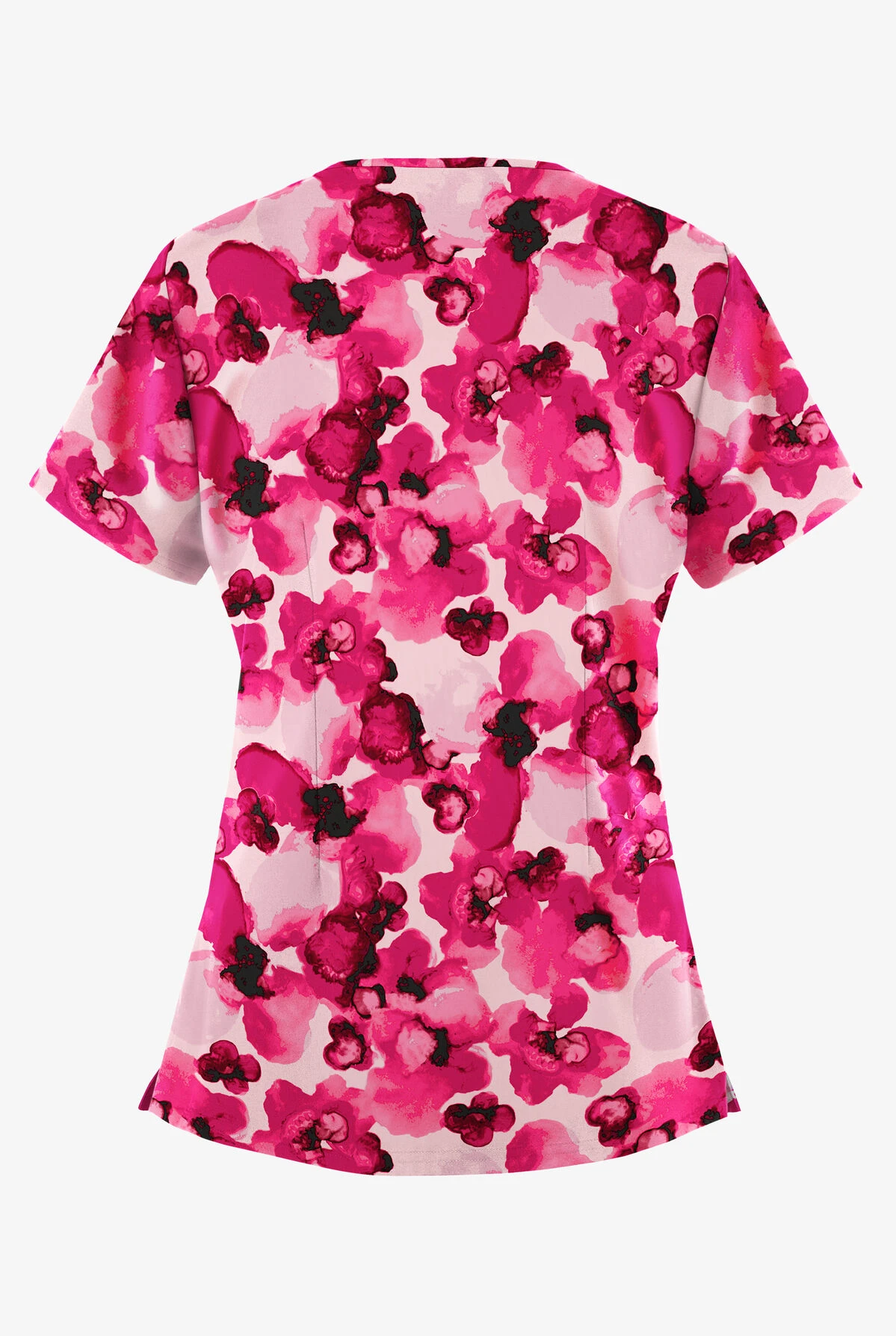 Easy STRETCH By Butter-Soft™ Watercolor Poppy Flirt Women's 4-Pocket Zipper Neck Print Scrub Top 2 Easy STRETCH By Butter-Soft™ Watercolor Poppy Flirt Women's 4-Pocket Zipper Neck Print Scrub Top - Image 2