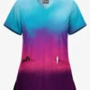 UA Butter-Soft STRETCH Evening Sky Ombre Women's 2-Angled Welt Pocket V-Neck Printed Scrub Top