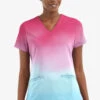 UA Butter-Soft STRETCH Evening Sky Ombre View Women's 2-Angled Welt Pocket V-Neck Printed Scrub Top