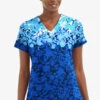 UA Butter-Soft STRETCH Floral Shadows Royal Women's 2-Angled Welt Pocket V-Neck Printed Scrub Top