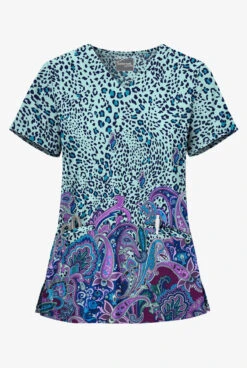 UA Butter-Soft STRETCH Jungle Paisley Women's 2-Angled Welt Pocket V-Neck Printed Scrub Top