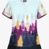Butter-Soft Nordic Forest Berry Burst Women's 2-Pocket With Angled Welt V-Neck Print Scrub Top