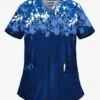 Butter-Soft Floral Shadows Navy Women's 2-Pocket V-Neck Print Scrub Top