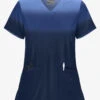 Butter-Soft STRETCH Prism Ombre Navy Women's 2-Pocket V-Neck Print Scrub Top