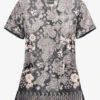 UA Butter-Soft Paisley Extravaganza Pewter Women's 2-Pocket V-Neck Print Scrub Top