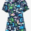 UA Butter-Soft STRETCH Stompin' Dino Turquoise Women's 5-Pocket V-Neck Scrub Top