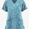 UA Butter-Soft STRETCH Urban Animal Turquoise Women's 5-Pocket V-Neck Scrub Top