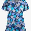 Butter-Soft Shining Stars Women's 4-Pocket Rounded V-Neck Print Scrub Top