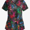 Easy Stretch By Butter-Soft Butterfly Oasis Onyx Women's 4-Pocket Raglan Printed Scrub Top