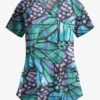 Easy Stretch By Butter-Soft Kaleidoscope Butterflies Women's 4-Pocket Raglan Printed Scrub Top