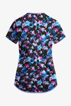 Easy Stretch By Butter-Soft Morning Garden Onyx Women's 4-Pocket Raglan Printed Scrub Top -Cherokee Shop TS728MGBL 092023 3