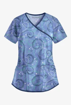 Easy STRETCH By Butter-Soft™ Whimsical Sky Ceil Women's 4-Pocket Raglan Print Scrub Top