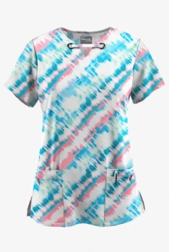 UA Butter-Soft STRETCH Belize Ikat Women's 4-Pocket Grommet Printed Scrub Top