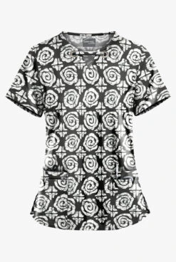 UA Butter-Soft STRETCH Desert Stars Black Printed Women's 4-Pocket Large Grommet Scrub Top