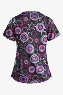 UA Butter-Soft STRETCH Floral Women’s 4-Pocket Grommet Neck Detail Scrub Top -Cherokee Shop TS754OFBL 3